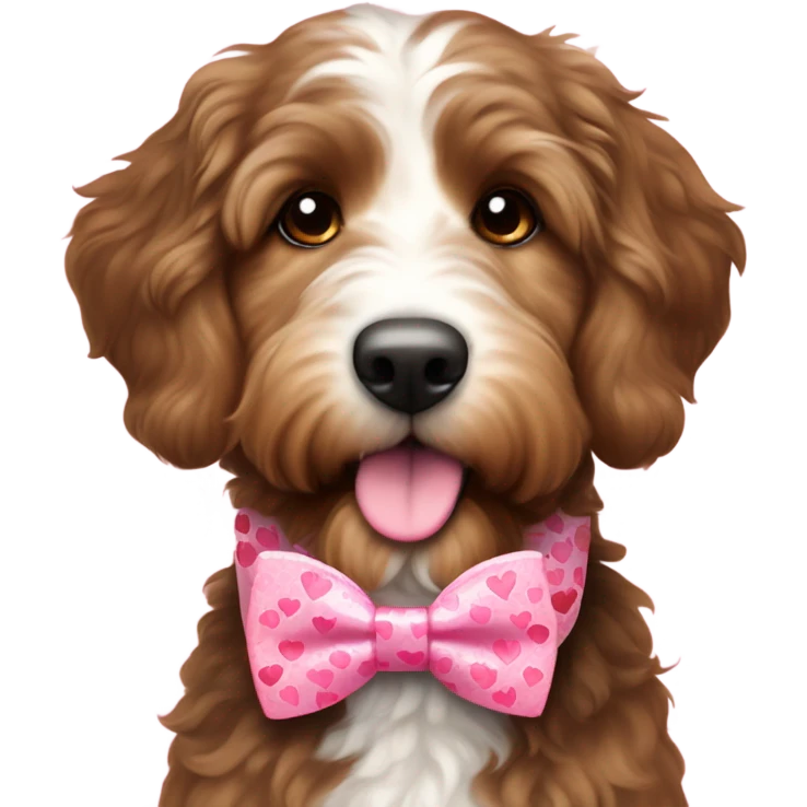 Bernedoodle dressed for Valentine’s Day emoji