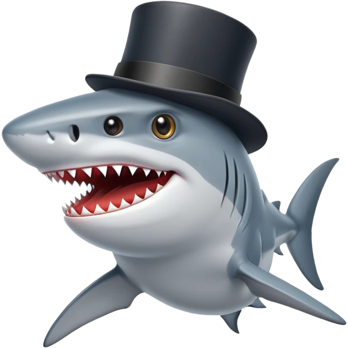 Shark with a top hat emoji