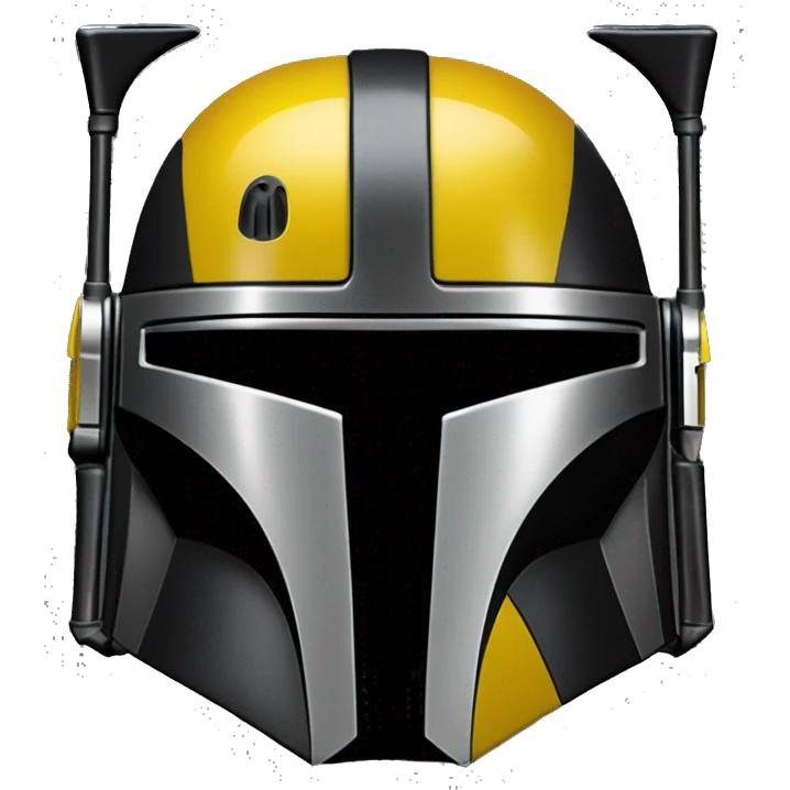 Gloss black and yellow mandalorian helmet with one antenna emoji