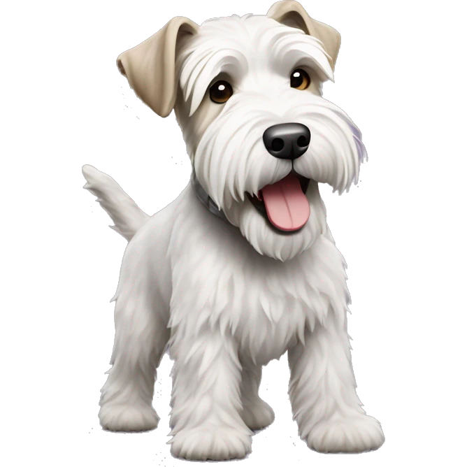 a white and gray soft coated wheaten terrier dog dancing emoji