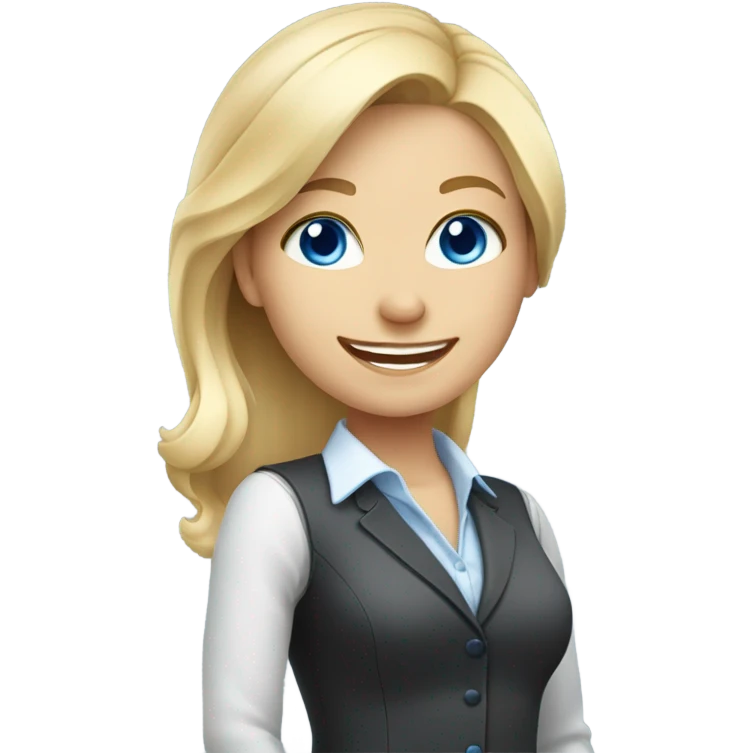 cute girl  blonde blue eyes secretary smile emoji