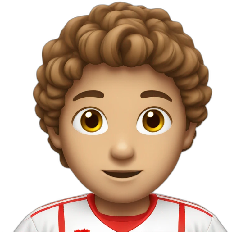 A brown hair kid with canada soccer shirt emoji