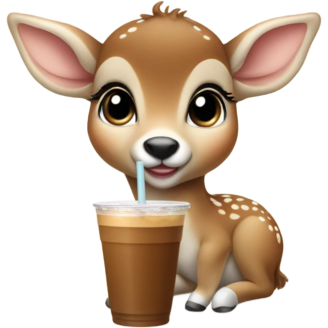 Baby deer drinking iced coffee emoji