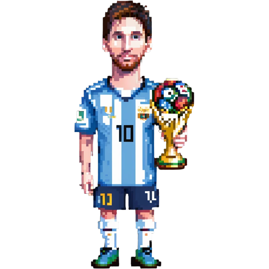 Lionel Messi with World Cup trophy emoji