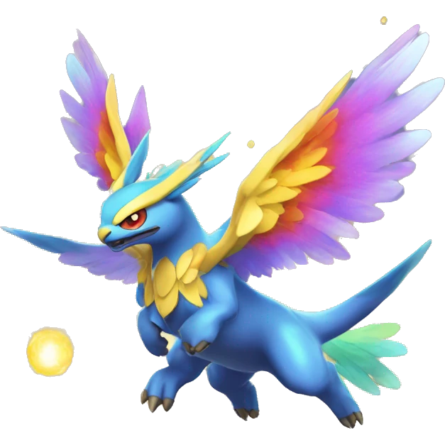 Celestial Colorful Vibrant Colors Flying Advanced Fakémon-Legendary-Pokémon-Creature Full Body emoji