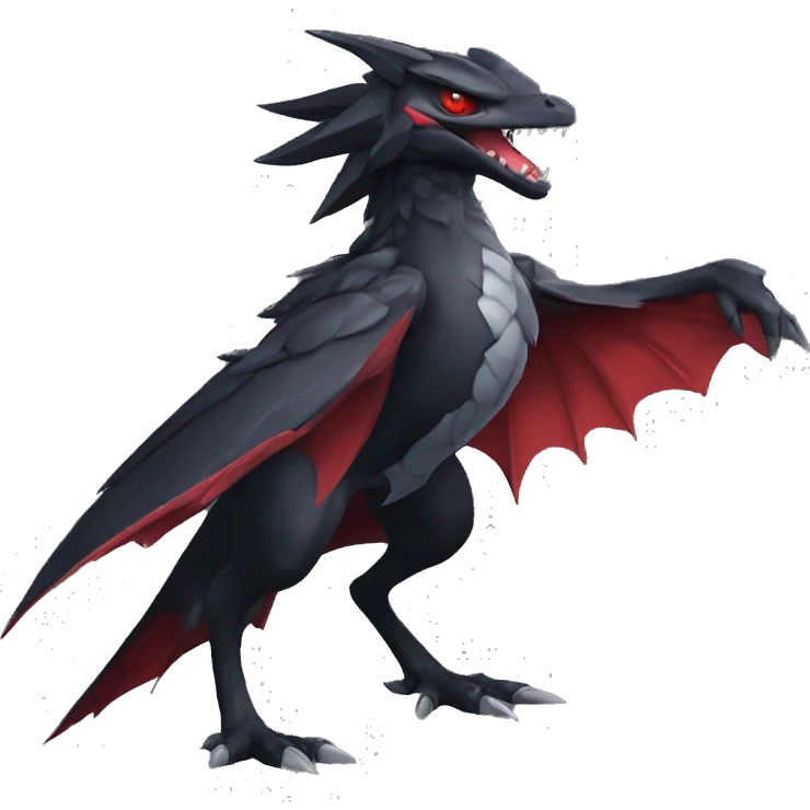 cool edgy black and red Dark-type nargacuga Pokémon full body emoji