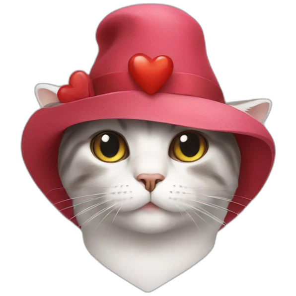 Cat in heart-shaping hat emoji