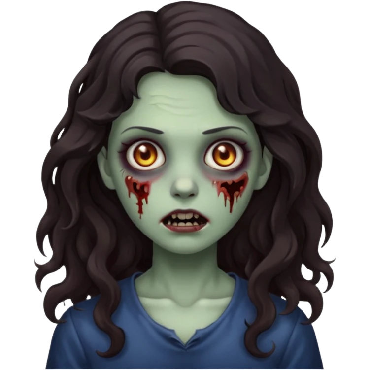 garota zumbi com cabelo escuro ondulado emoji