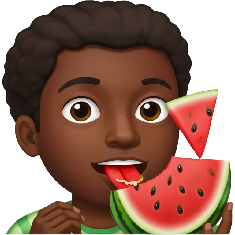 black guy eating on watermelon slice emoji