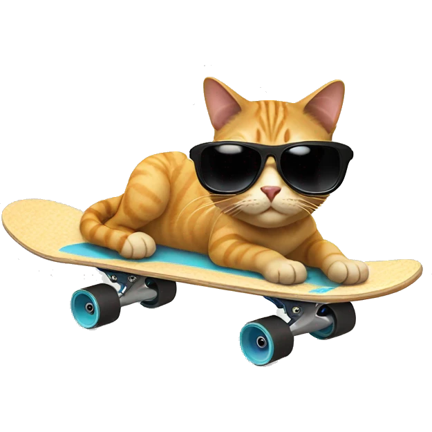 Cat with sunglasses on a skateboard emoji