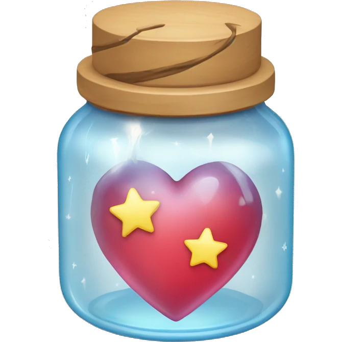 glass jar with heart, lightning, drop and star inside emoji