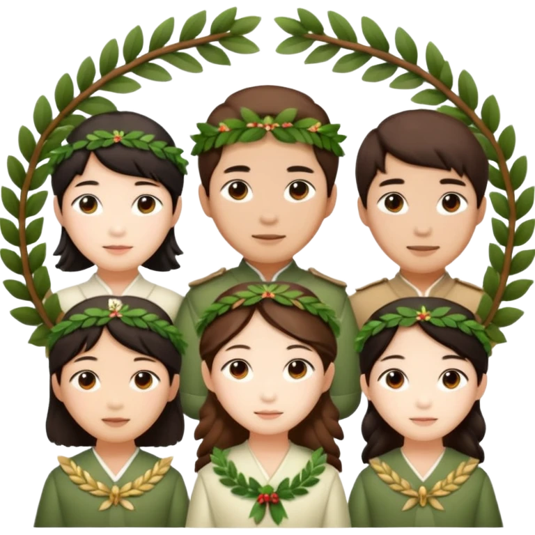 Asians wearing laurel wreaths emoji