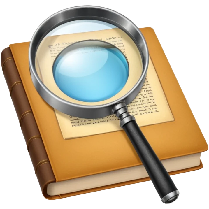 Magnifying glass with a book emoji