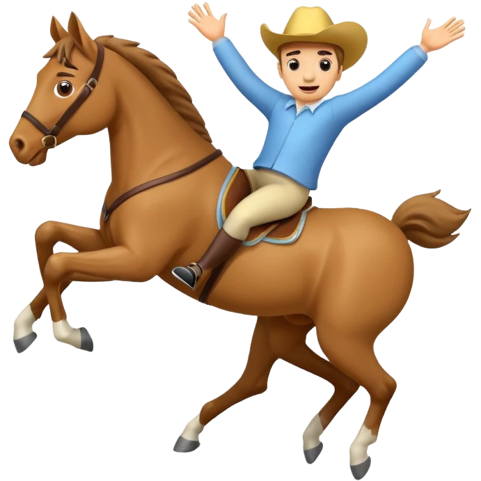 a cartoon figure tumbling from a horse emoji