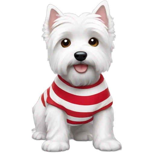 westie wearing red striped tshirt emoji