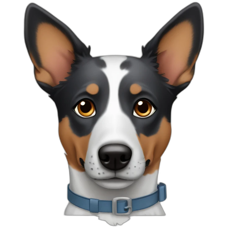 blue heeler mix dog with brown eyes and floppy ears emoji