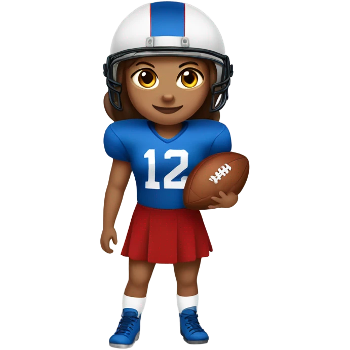 Brunette hair brown eye girl playing American football emoji