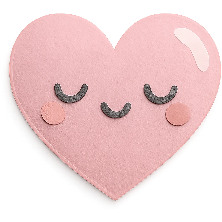 soft pastel glittery pink heart with soft shine, no arms, no legs, full body, soft pastel kawaii paper craft style emoji