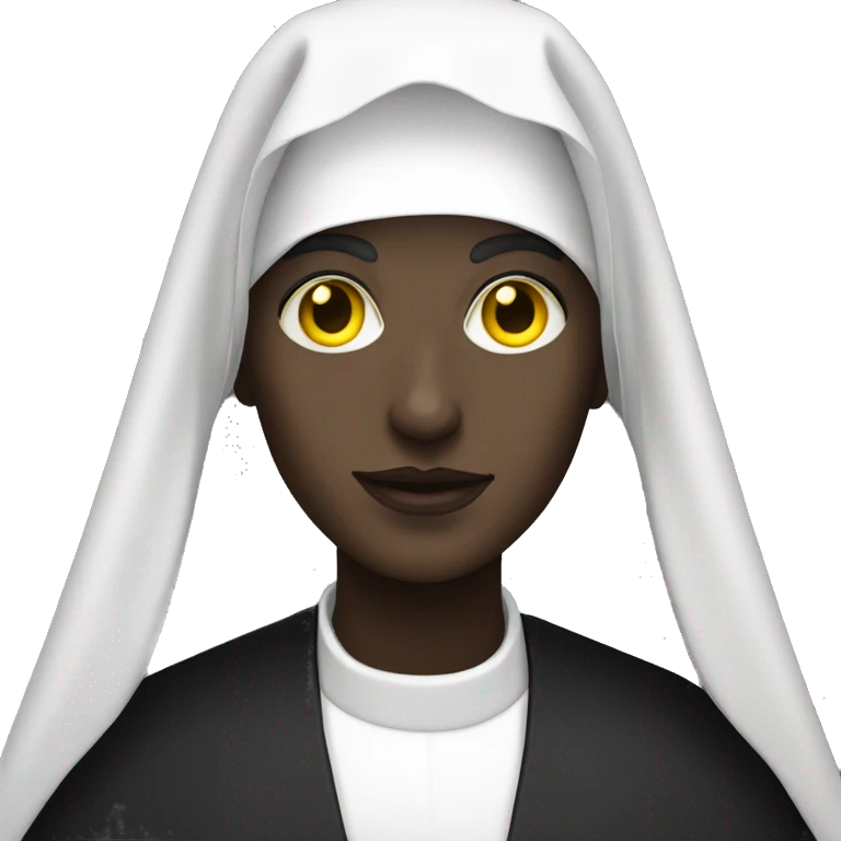 monochrome nun portrait with yellow eyes emoji