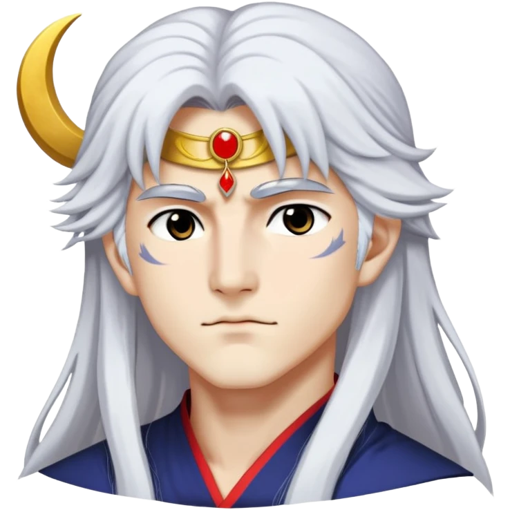 Sesshomaru with crescent moon on forehead emoji