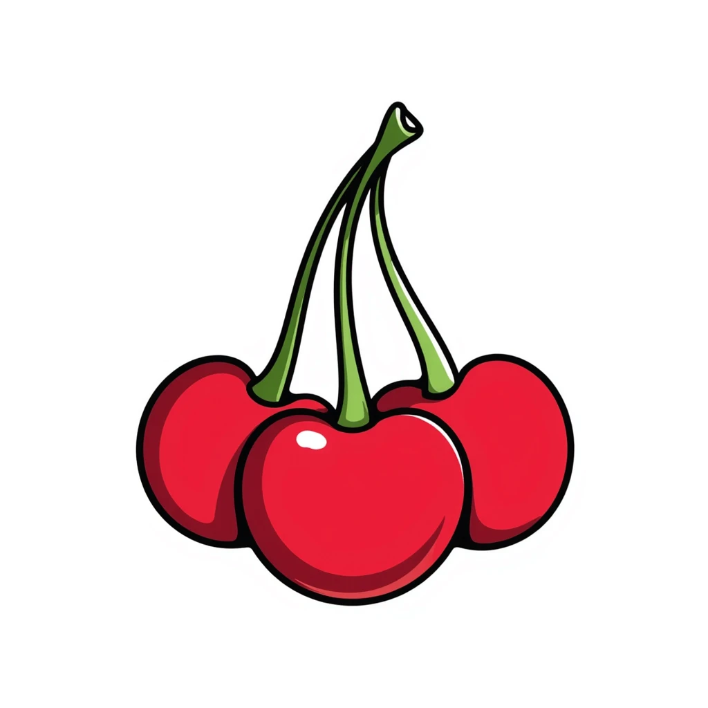Hand-drawn cluster of red cherries with stems emoji