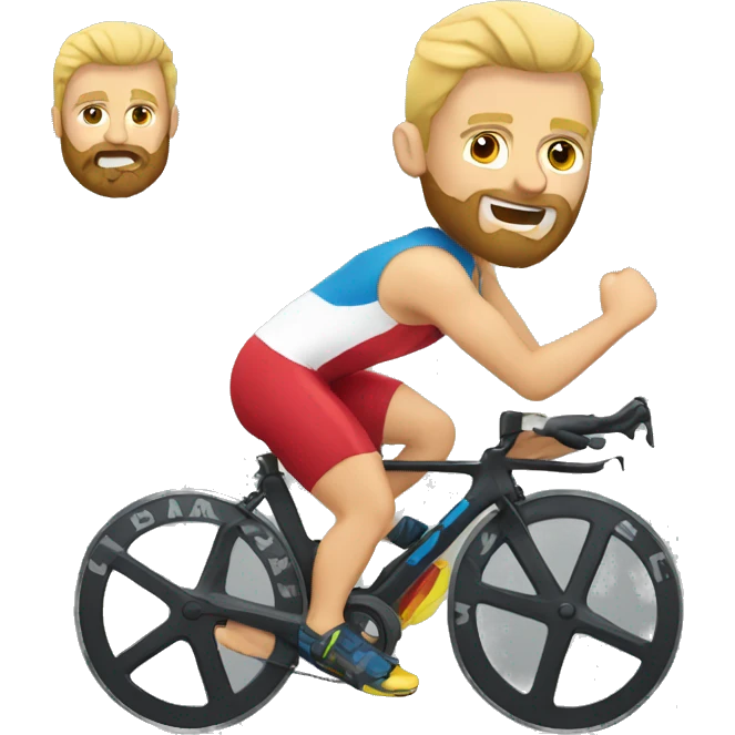 Bold white guy with beard doing triathlon  emoji