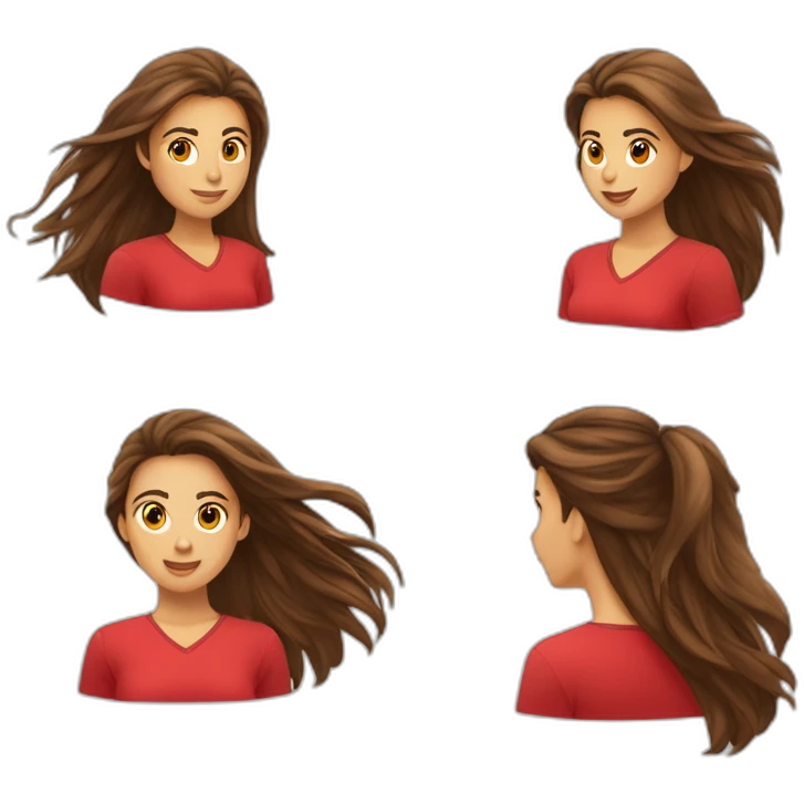 Une jeune fille avec long cheveux brun habiller en rouge qui fait du handball emoji