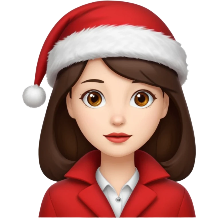brunette woman with wearing Santa emoji