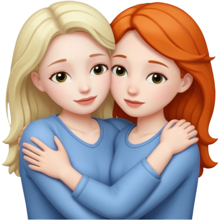 two naked woman hugging emoji