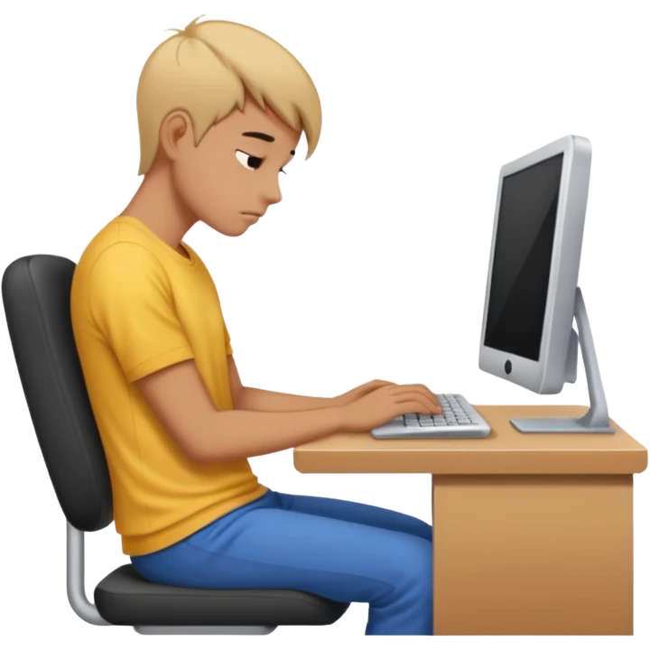person with bad back or neck posture emoji (like sitting all tilted towards computer) emoji