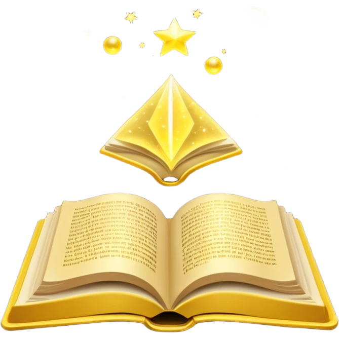 mystic yellow book, glowing, magical, mysterious, floating, sparkles emoji
