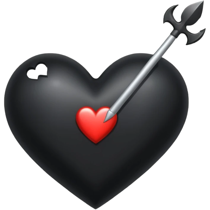 Corazón negro con una flecha q lo atraviesa todo y el corazón negro. emoji