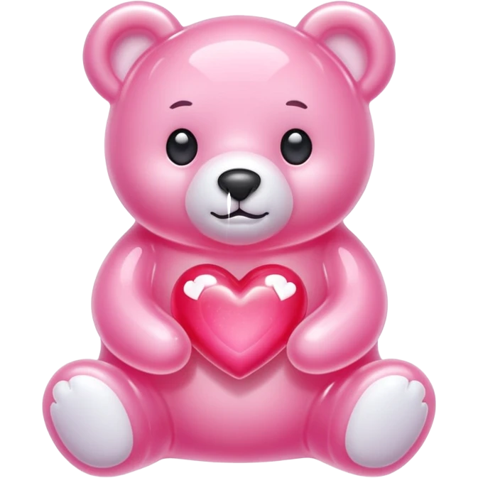 white jelly bear heart jelly pink emoji