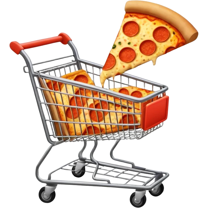 carrello della spesa con pizza oppure vuoto emoji