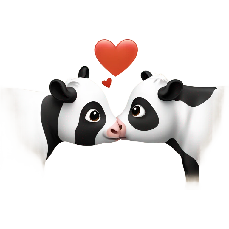 Panda kissing cow emoji