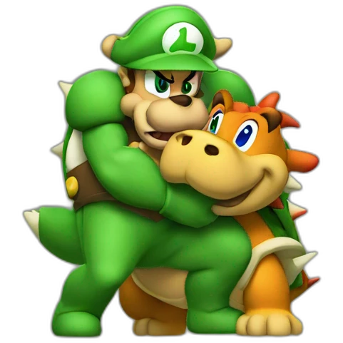 bowser hugging luigi emoji