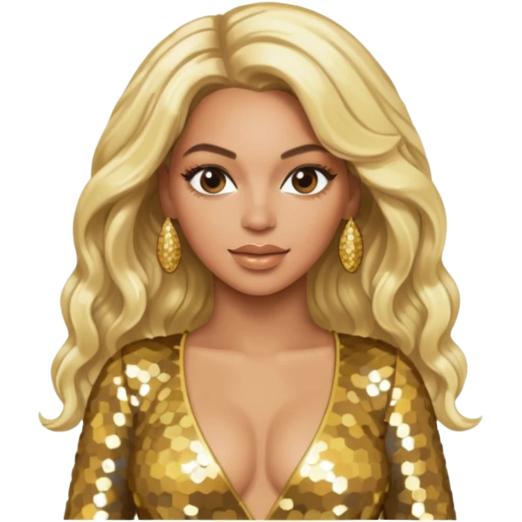 Beyonce platinum blonde hair, gold outfit emoji