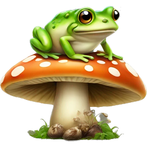 Frog on mushroom emoji