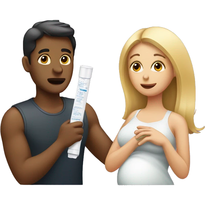 couple looking at pregnancy test emoji