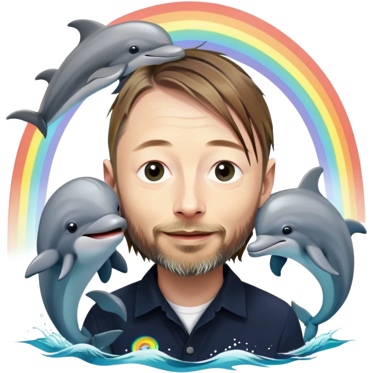 Thom yorke happy cartoon rainbows dolphins emoji