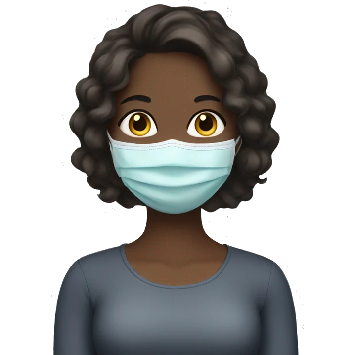 Brunette girl with face mask emoji