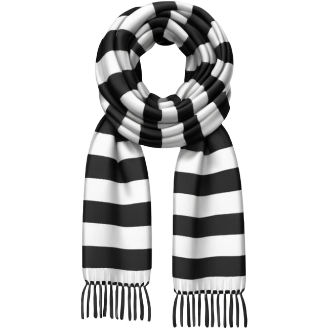 Realistic black and white vertically thick-striped winter scarf isolated. emoji