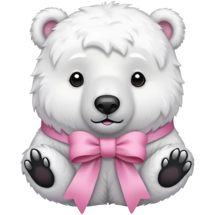 white polar bear with pink ribbon emoji