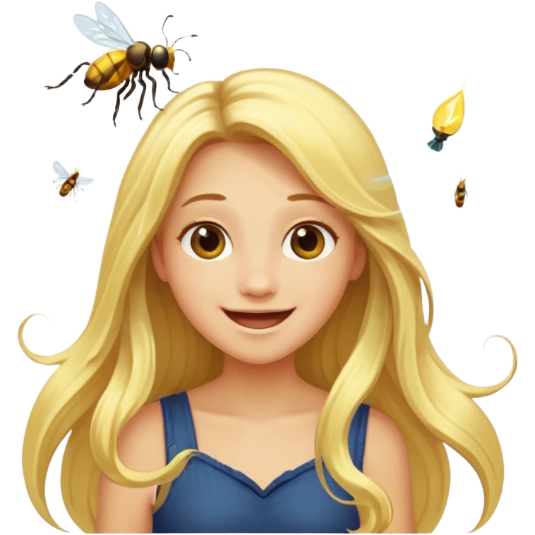 Hot blonde chasing a fire fly with “oh look a firefly” emoji