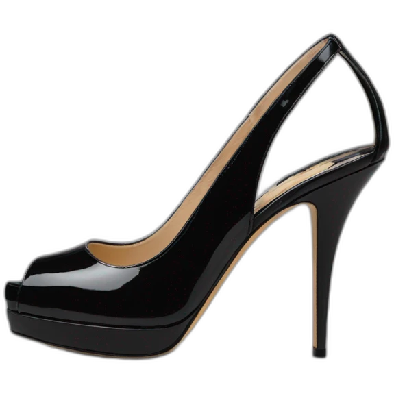 One Black Patent Leather Daffodile Platform Heels emoji