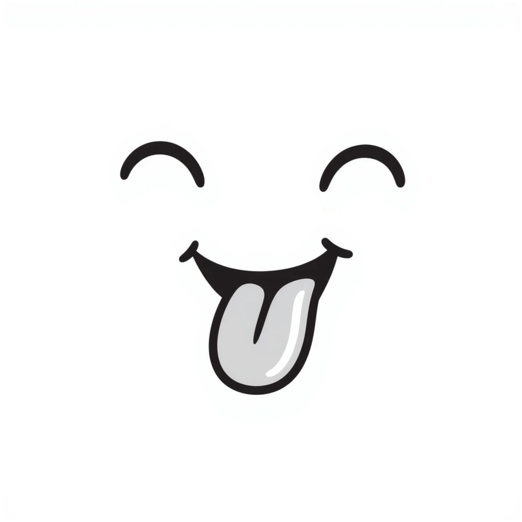 a fluttering tongue fluttering gently, hand drawn doodle style emoji