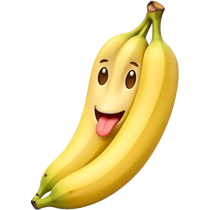 a banana emoji with the end of it in the mouth of a normal heart eyes emoji with its tongue out emoji