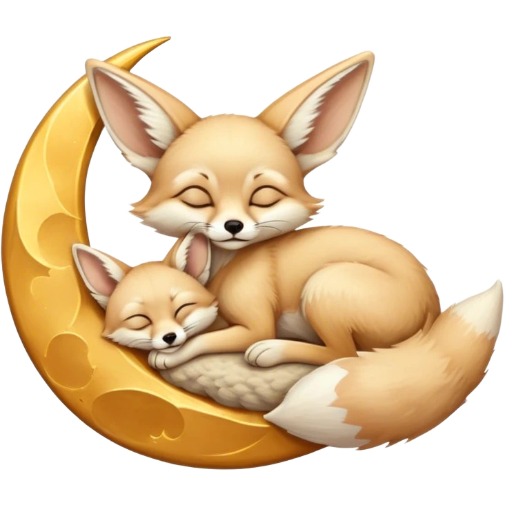 fennec sleeping on a moon sickle  emoji