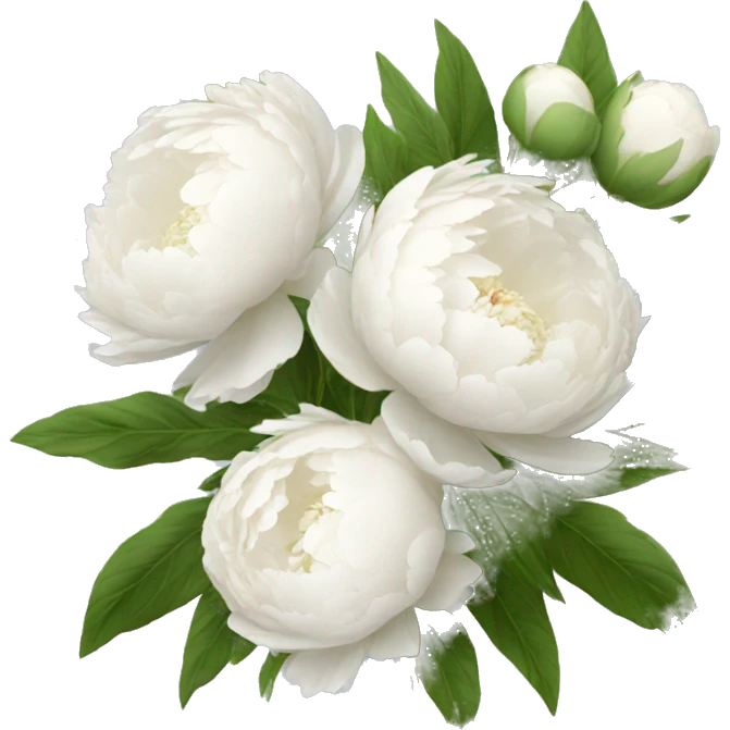 White peonies bouquet  emoji