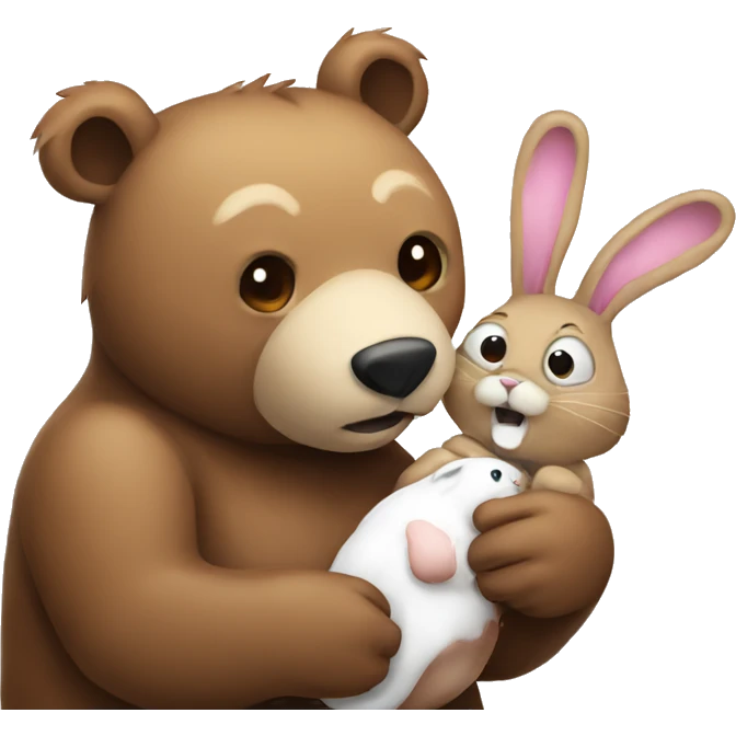 Bear eating a bunny emoji